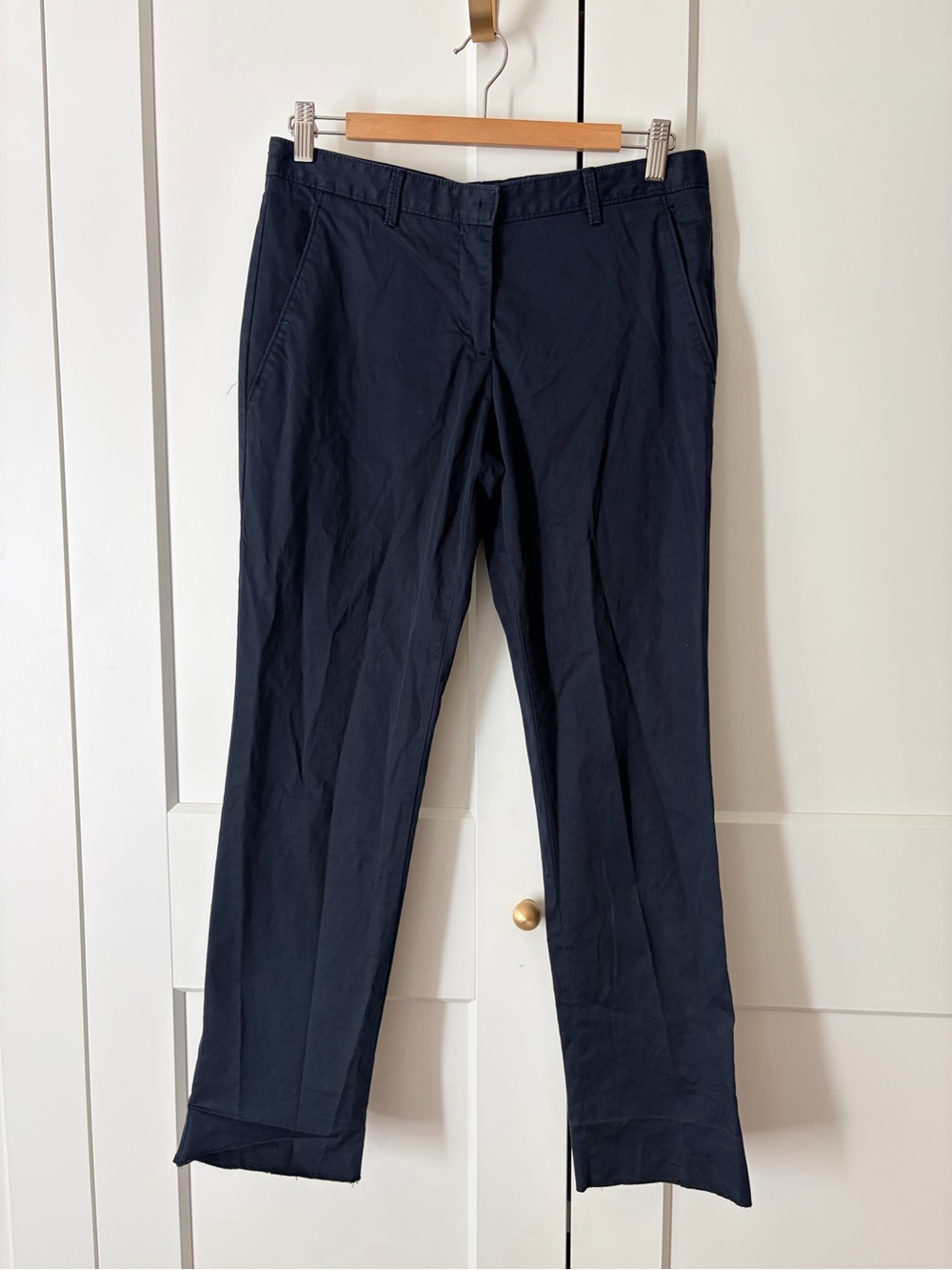 Miu Miu Navy Cropped Straight-Leg Pants | 40